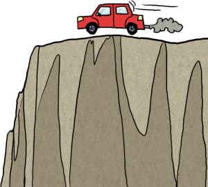 car towards cliff